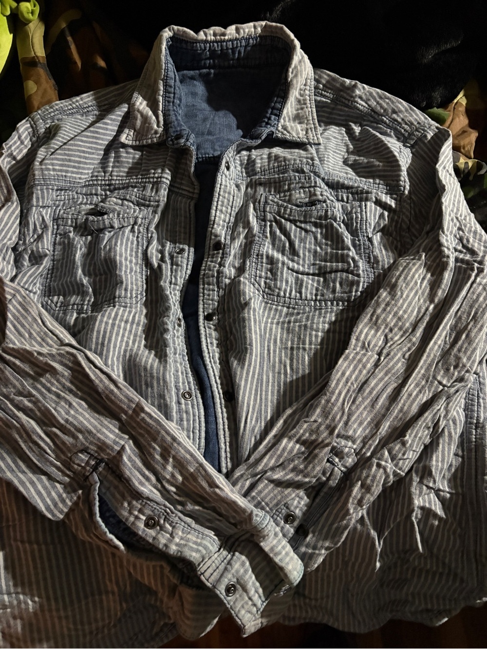 Affliction reversible Striped Blue & White Men's Lightweight shirt